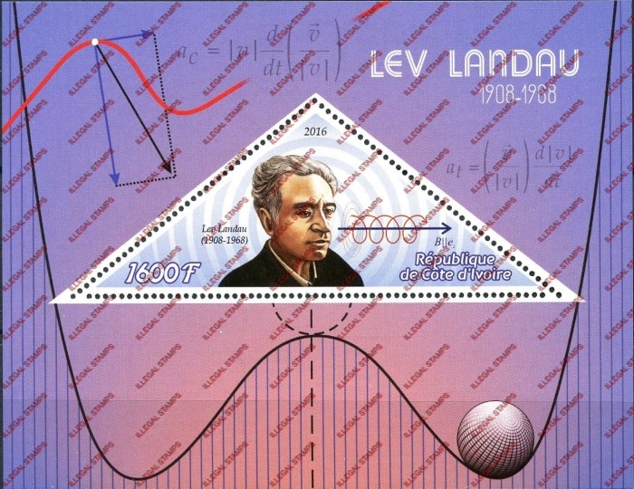Ivory Coast 2016 Science Lev Landau Illegal Stamp Souvenir Sheet of 1