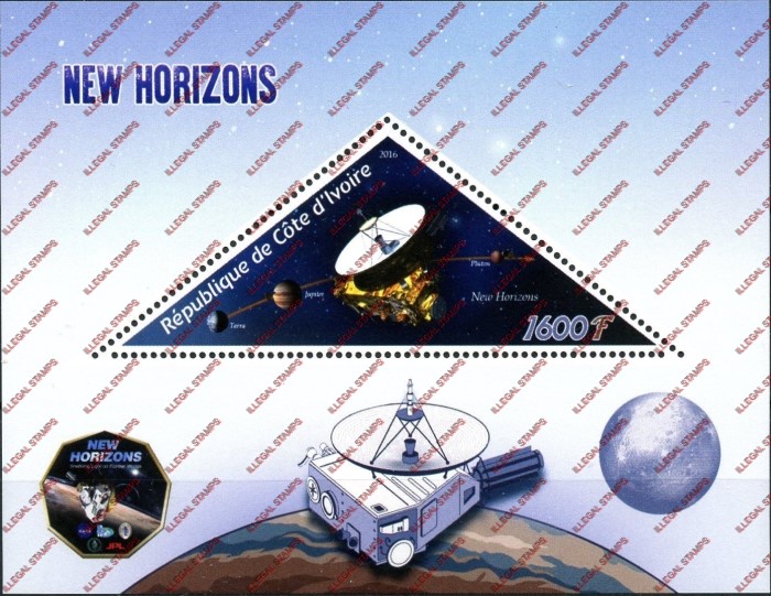 Ivory Coast 2016 Space New Horizons Illegal Stamp Souvenir Sheet of 1