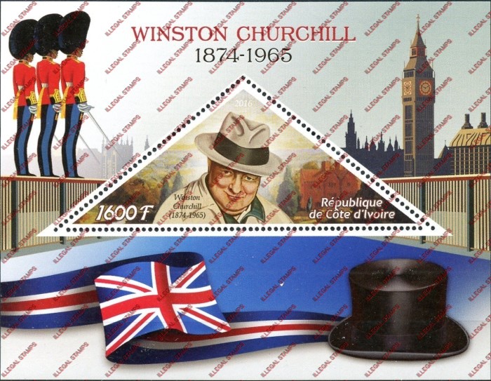 Ivory Coast 2016 Winston Churchill Illegal Stamp Souvenir Sheet of 1