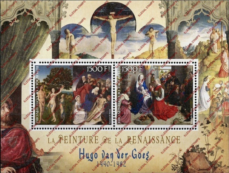 Ivory Coast 2017 Art Paintings Hugo van der Goes Illegal Stamp Souvenir Sheet of 2