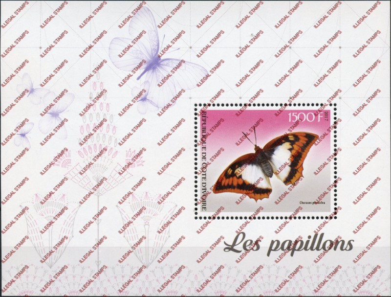 Ivory Coast 2017 Butterflies Illegal Stamp Souvenir Sheet of 1