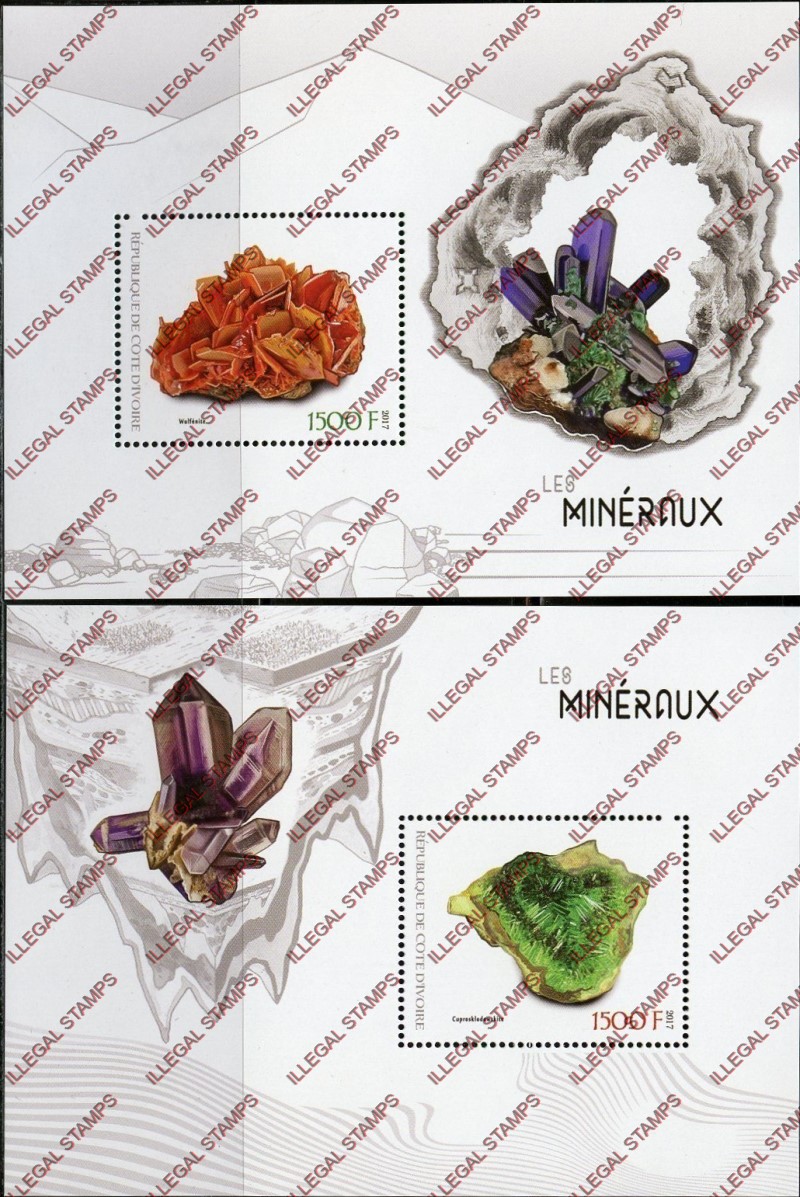 Ivory Coast 2017 Minerals Illegal Stamp Souvenir Sheets of 1