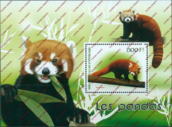 Ivory Coast 2017 Pandas Illegal Stamp Souvenir Sheet of 1