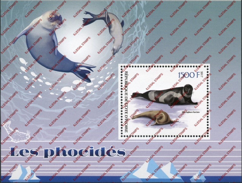 Ivory Coast 2017 Seals Illegal Stamp Souvenir Sheet of 1