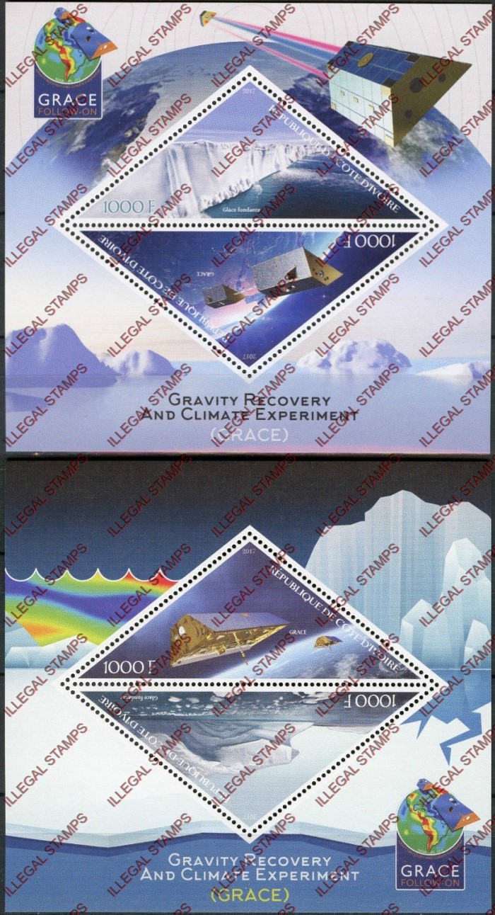 Ivory Coast 2017 Space Grace Illegal Stamp Souvenir Sheets of 2