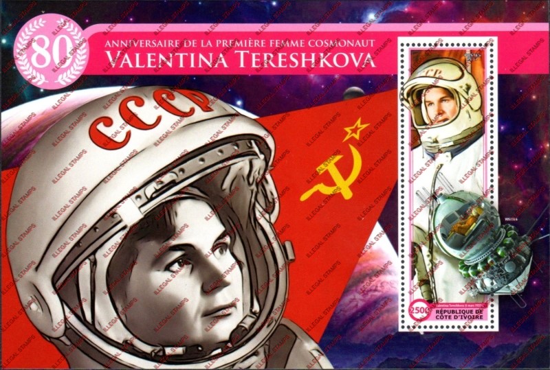 Ivory Coast 2017 Space Valentina Tereshkova Russia Illegal Stamp Souvenir Sheet of 1