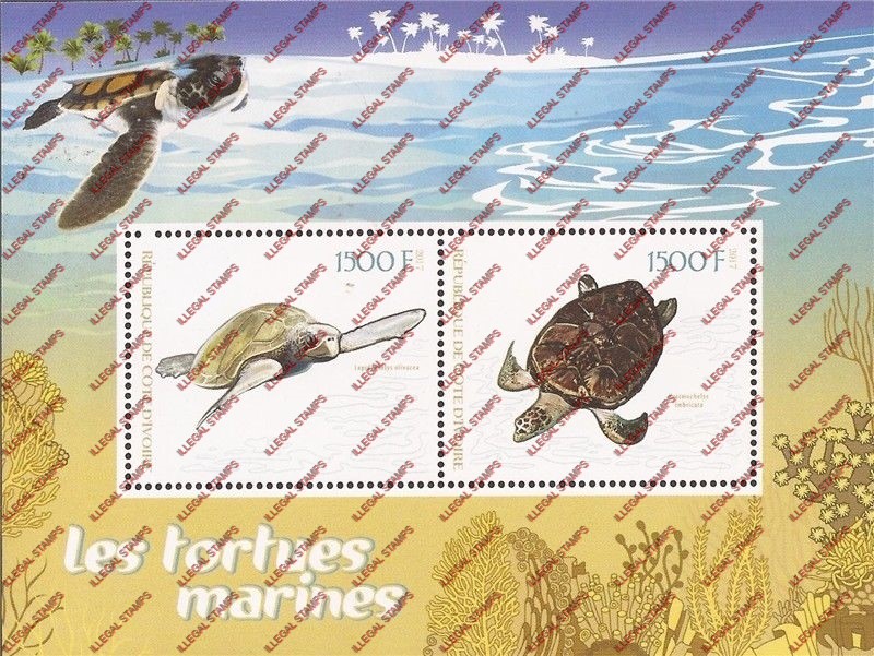 Ivory Coast 2017 Turtles Illegal Stamp Souvenir Sheet of 2