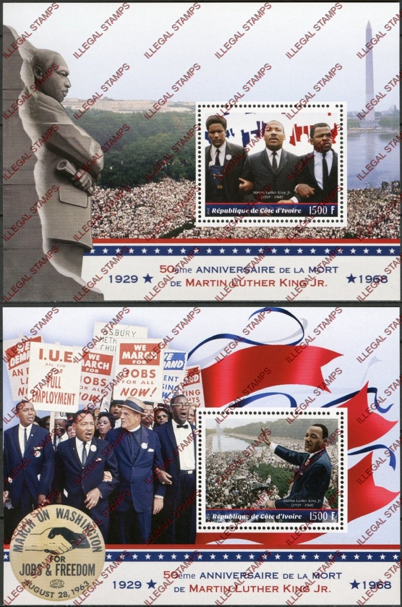 Ivory Coast 2018 Anniversaries Death of Martin Luther King Jr. Illegal Stamp Souvenir Sheets of 1