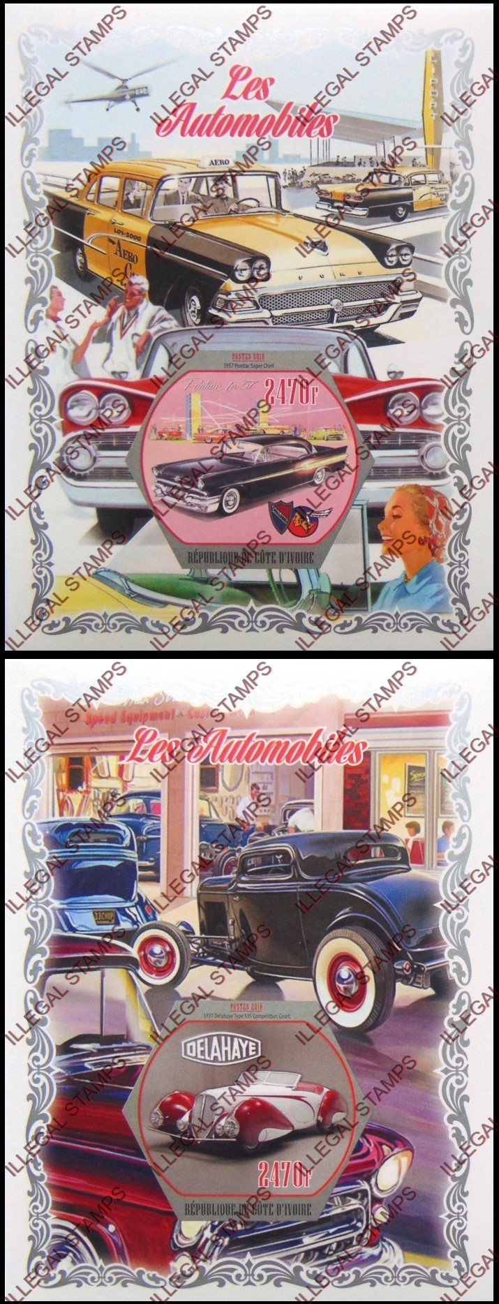 Ivory Coast 2018 Automobiles Illegal Stamp Souvenir Sheets of 1