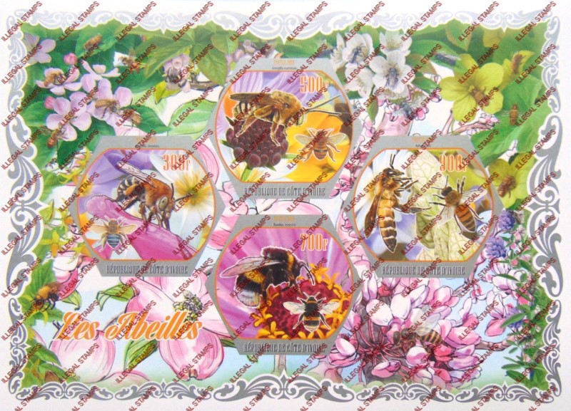 Ivory Coast 2018 Bees Illegal Stamp Souvenir Sheet of 4