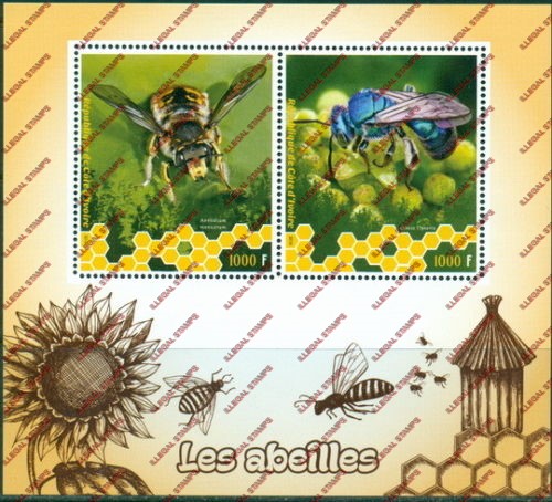 Ivory Coast 2018 Bees Illegal Stamp Souvenir Sheet of 2