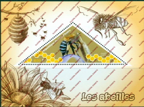 Ivory Coast 2018 Bees Illegal Stamp Souvenir Sheet of 1 (triangle)