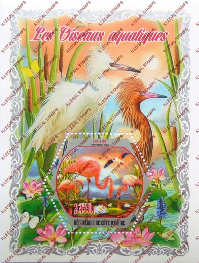 Ivory Coast 2018 Birds Aquatic Illegal Stamp Souvenir Sheet of 1