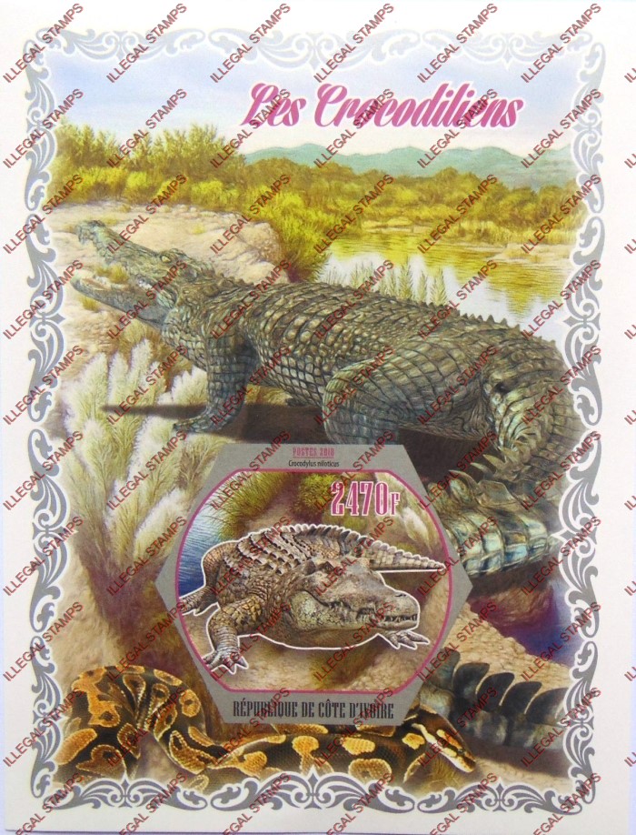 Ivory Coast 2018 Crocodiles Illegal Stamp Souvenir Sheet of 1