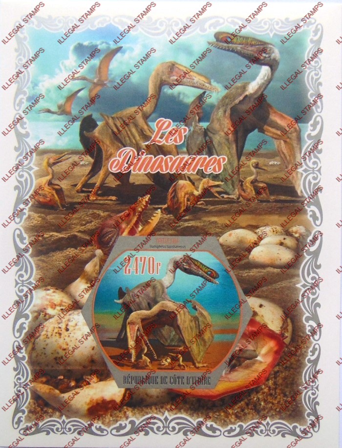 Ivory Coast 2018 Dinosaurs Illegal Stamp Souvenir Sheet of 1