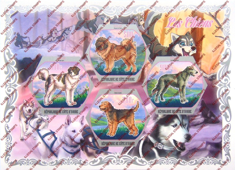 Ivory Coast 2018 Dogs Illegal Stamp Souvenir Sheet of 4