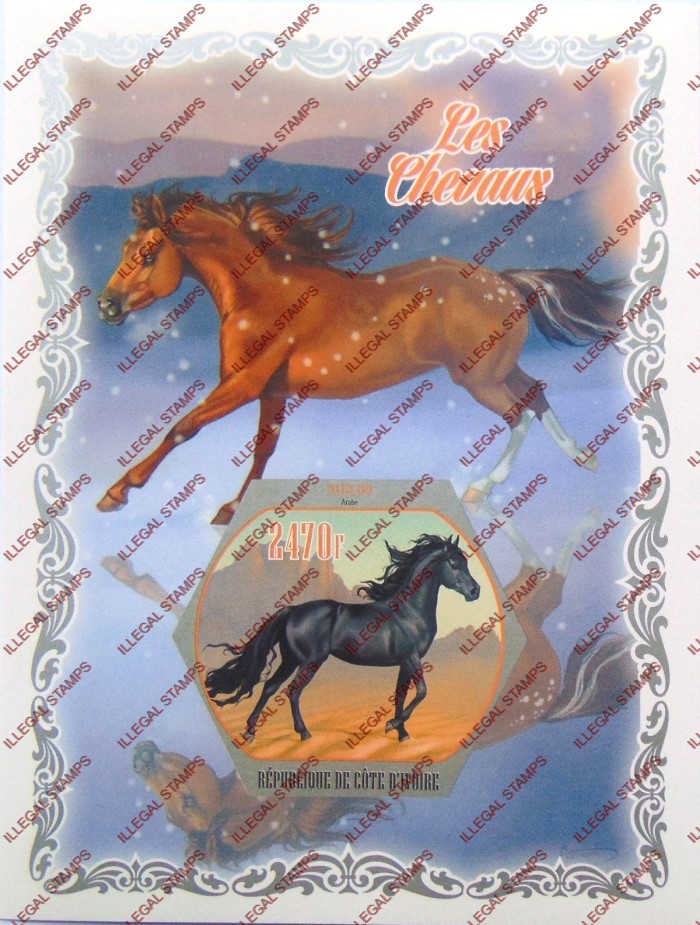 Ivory Coast 2018 Horses Illegal Stamp Souvenir Sheet of 1