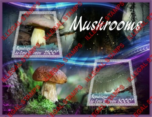 Ivory Coast 2018 Mushrooms (Russian Made Counterfeits) Illegal Stamp Souvenir Sheet of 2