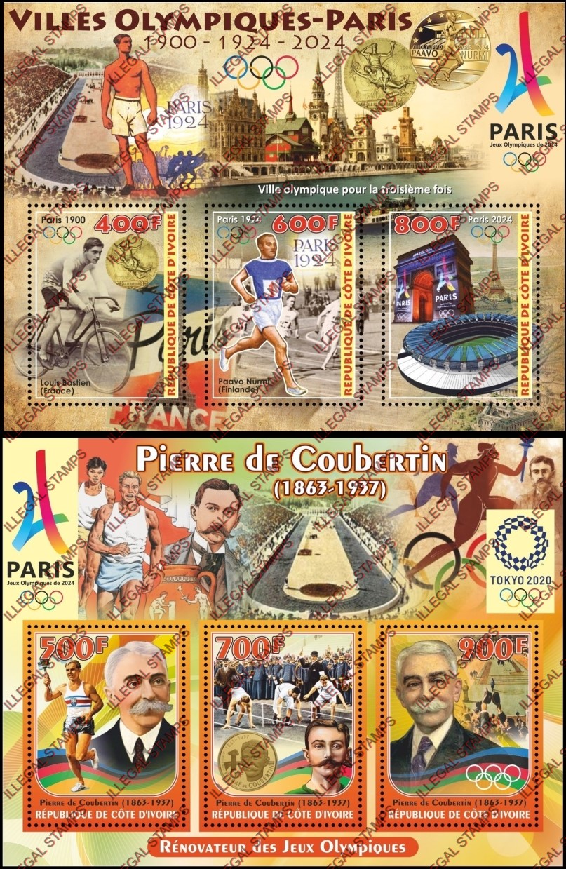 Ivory Coast 2018 Olympic Games Illegal Stamp Souvenir Sheet of 4