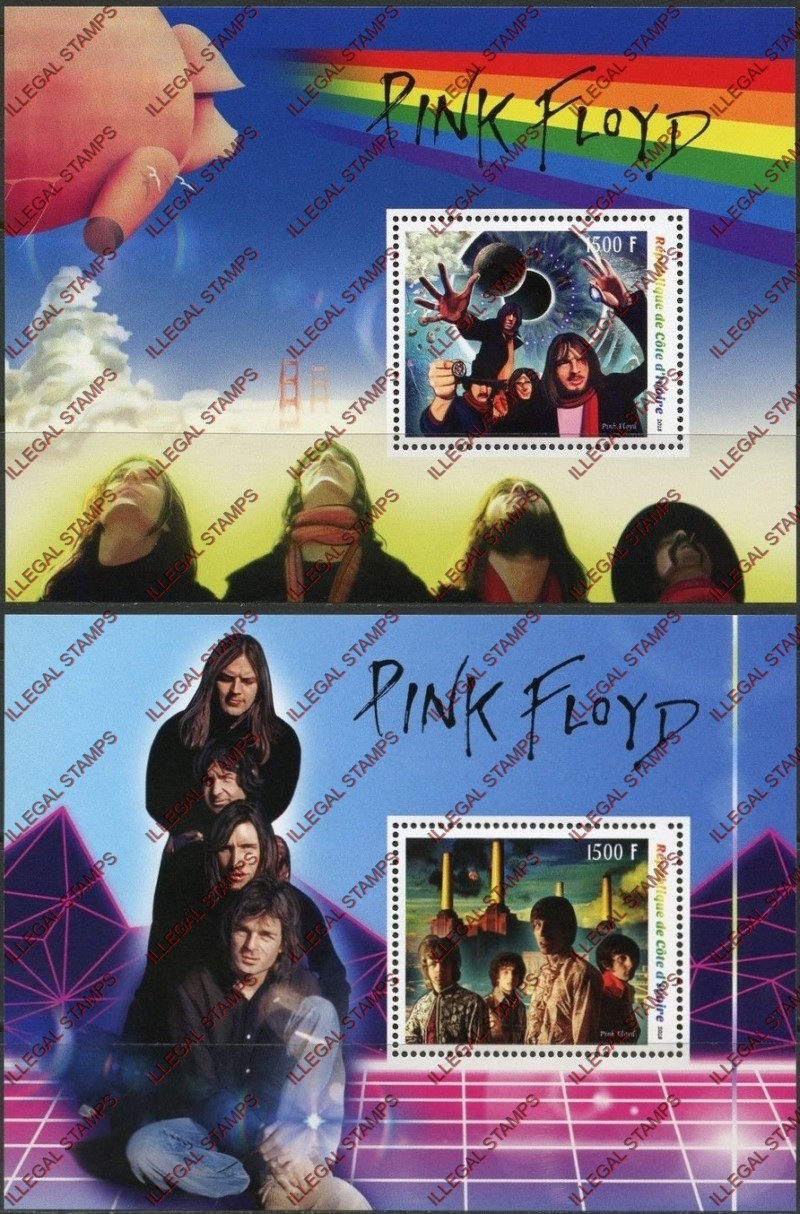 Ivory Coast 2018 Pink Floyd Illegal Stamp Souvenir Sheets of 1