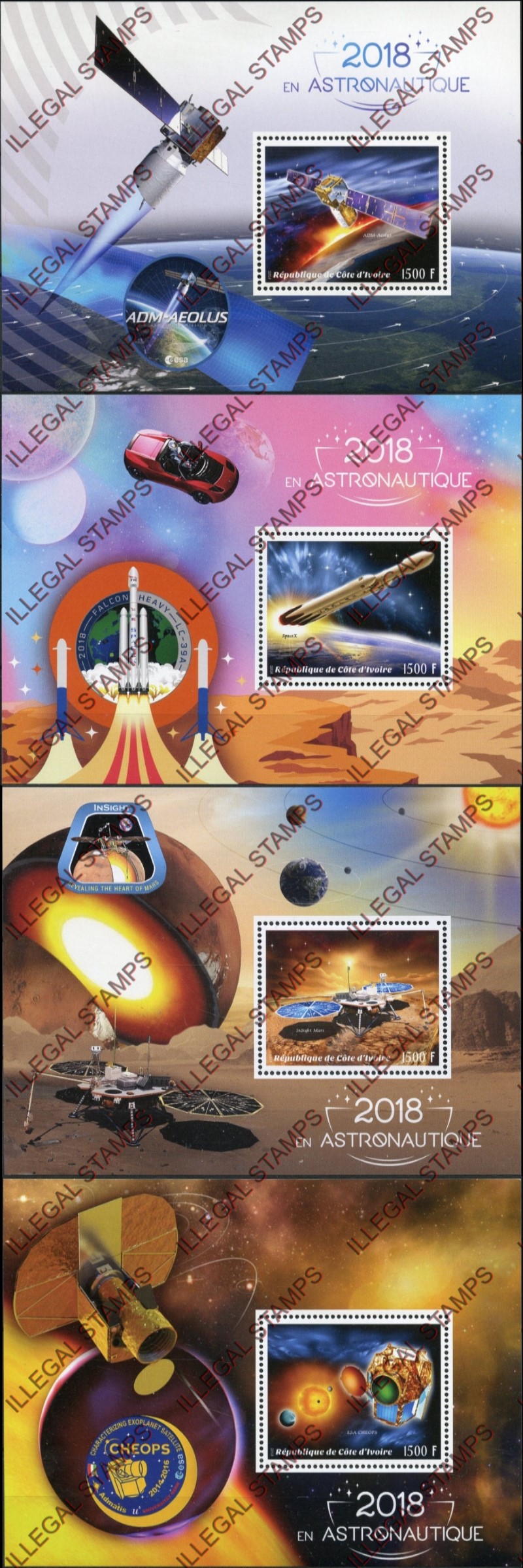 Ivory Coast 2018 Space Illegal Stamp Souvenir Sheets of 1