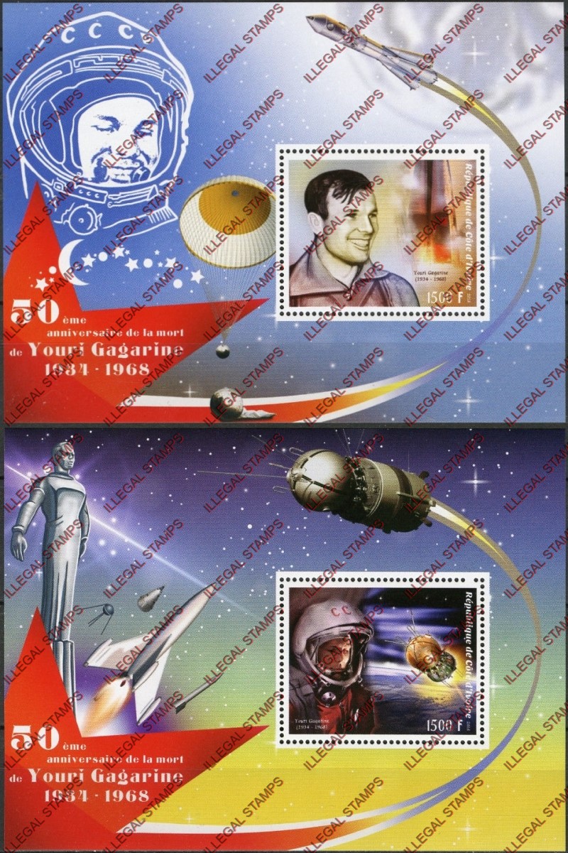Ivory Coast 2018 Space Youri Gagarine Illegal Stamp Souvenir Sheets of 1