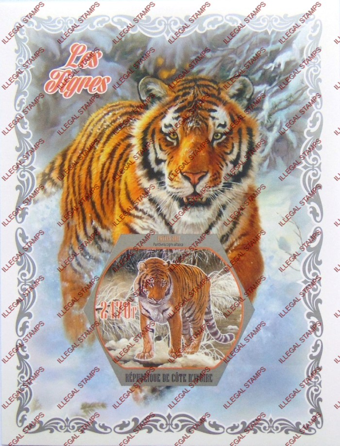 Ivory Coast 2018 Tigers Illegal Stamp Souvenir Sheet of 1