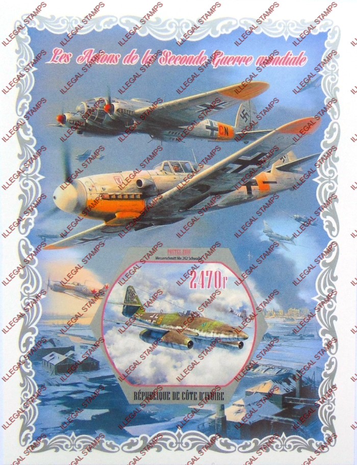 Ivory Coast 2018 World War 2 Aircraft Illegal Stamp Souvenir Sheet of 1