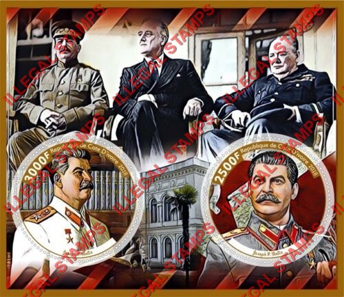 Ivory Coast 2018 World War 2 Yalta Conference Joseph V. Stalin Illegal Stamp Souvenir Sheet of 2