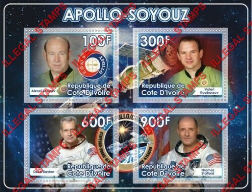 Ivory Coast 2019 Apollo Soyuz Illegal Stamp Souvenir Sheet of 4