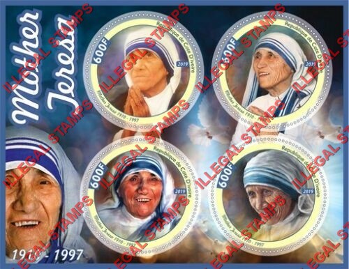 Ivory Coast 2019 Mother Teresa Illegal Stamp Souvenir Sheet of 4