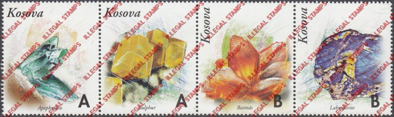 Kosovo 1999 Inscribed Kosova Minerals Counterfeit Illegal Stamp Strip of 4