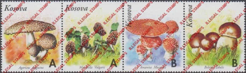 Kosovo 1999 Inscribed Kosova Mushrooms Counterfeit Illegal Stamp Strip of 4