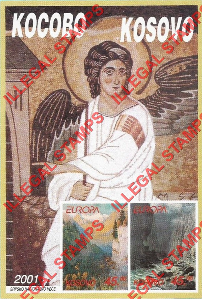Kosovo 2001 EUROPA National Parks and Angel Counterfeit Illegal Stamp Souvenir Sheet of 2