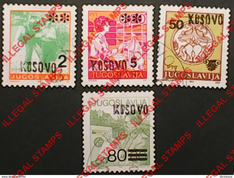 Kosovo 2003 Inscribed Kosoves Counterfeit Overprints on Yugoslavia Definitive Stamps made Between 1974 to 1993 (Set 1)