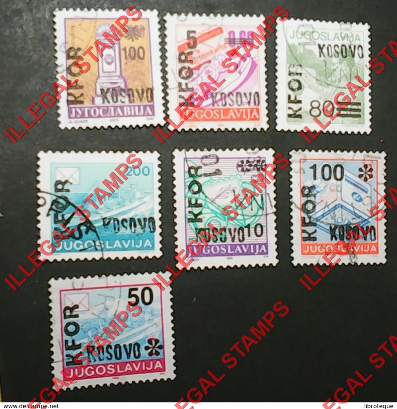 Kosovo 2003 Inscribed Kosoves Counterfeit Overprints on Yugoslavia Definitive Stamps made Between 1974 to 1993 (Set 3)