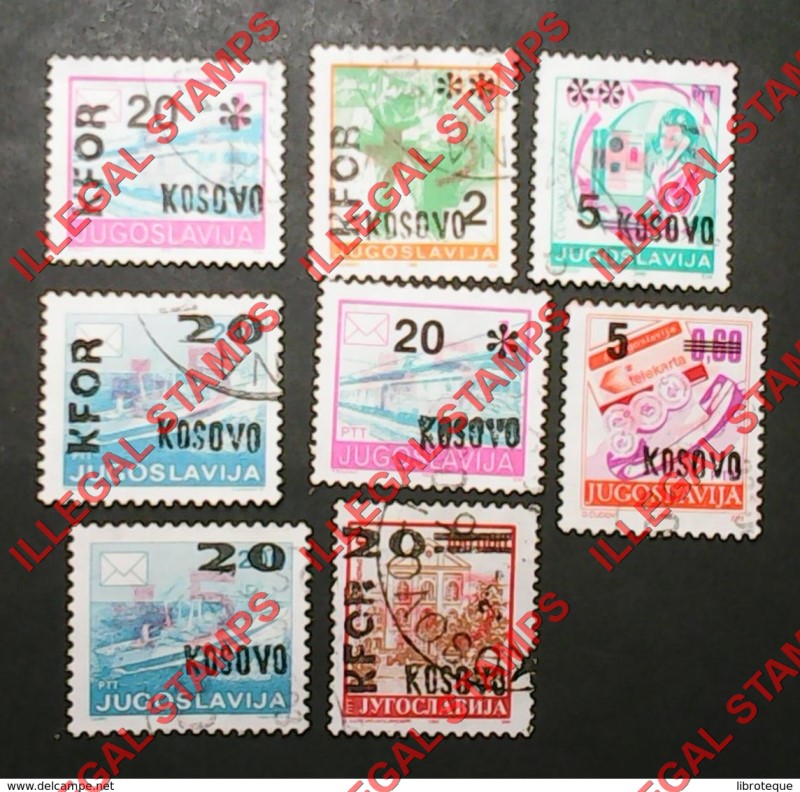 Kosovo 2003 Inscribed Kosoves Counterfeit Overprints on Yugoslavia Definitive Stamps made Between 1974 to 1993 (Set 5)