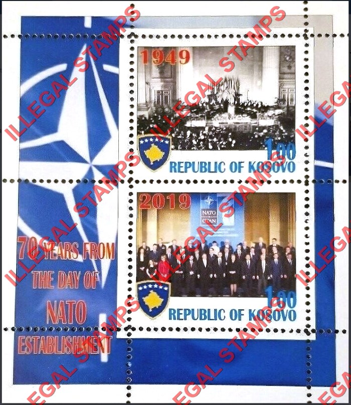 Kosovo 2019 NATO Establishment Counterfeit Illegal Stamp Souvenir Sheet of 2