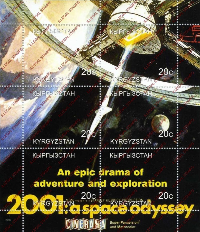 Kyrgyzstan 2000 2001 A Space Odyssey Illegal Stamp Sheetlet of Six