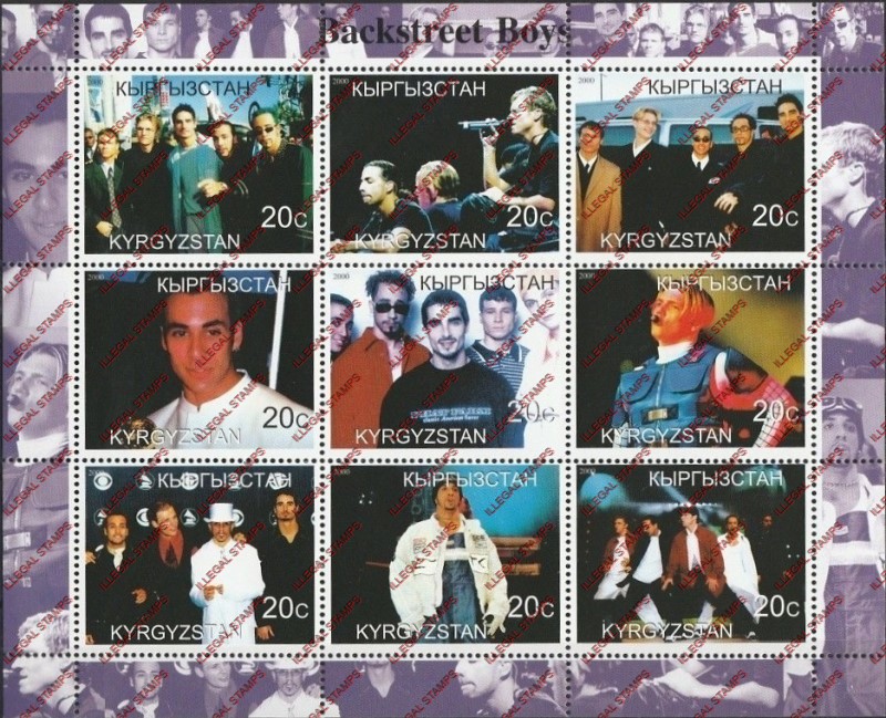 Kyrgyzstan 2000 Backstreet Boys Illegal Stamp Sheetlet of Nine