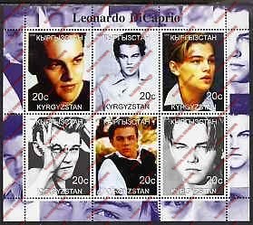 Kyrgyzstan 2000 Leonardo DiCaprio Illegal Stamp Sheetlet of Six