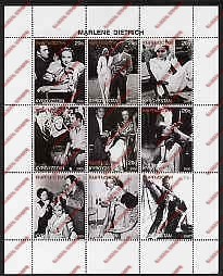 Kyrgyzstan 2000 Marlene Dietrich Illegal Stamp Sheetlet of Nine
