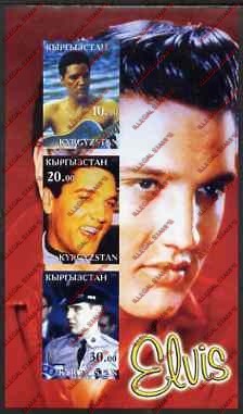 Kyrgyzstan 2001 Elvis Presley Illegal Stamp Souvenir Sheet of Three