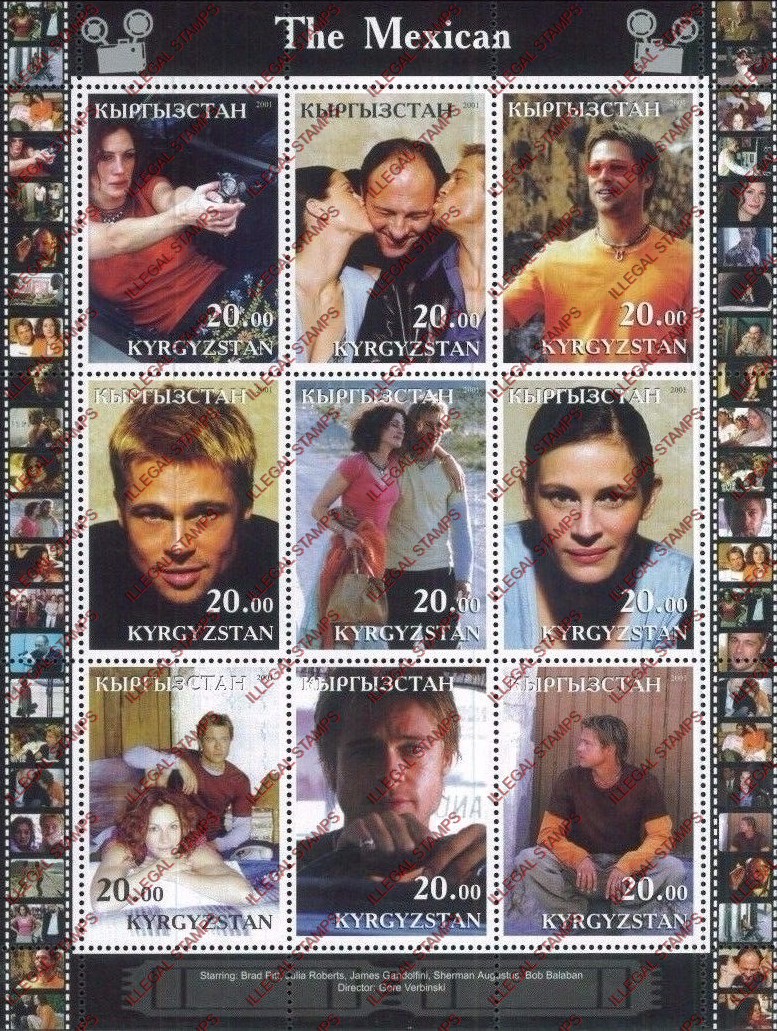 Kyrgyzstan 2001 The Mexican Illegal Stamp Sheetlet of Nine