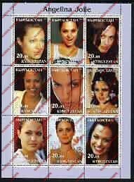 Kyrgyzstan 2003 Angelina Jolie Illegal Stamp Sheetlet of Nine
