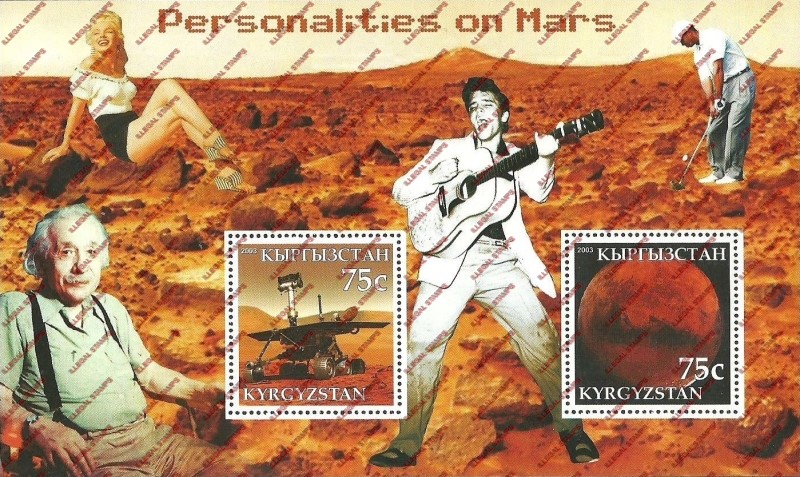 Kyrgyzstan 2003 Personalities on Mars Illegal Stamp Souvenir Sheet of Two