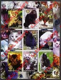 Kyrgyzstan 2004 Cats Turkish Angora Illegal Stamp Sheetlet of Nine