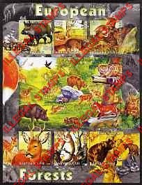 Kyrgyzstan 2004 Fauna of European Forests Illegal Stamp Sheetlet of Six