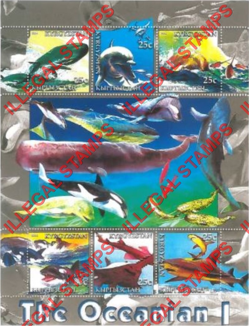 Kyrgyzstan 2004 Marine Life of the Oceanian 1 Illegal Stamp Sheetlet of Six