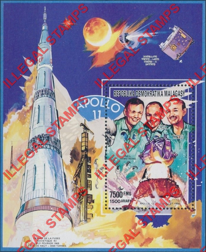 Madagascar 1999 Apollo 11 Illegal Stamp Souvenir Sheet